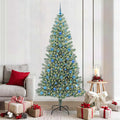 Künstlicher Weihnachtsbaum beschneit mit LED Licht 210 cm