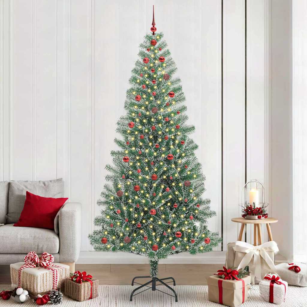 Künstlicher Weihnachtsbaum beschneit mit LED Licht 240 cm