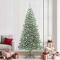 Künstlicher Weihnachtsbaum beschneit mit LED Licht 240 cm