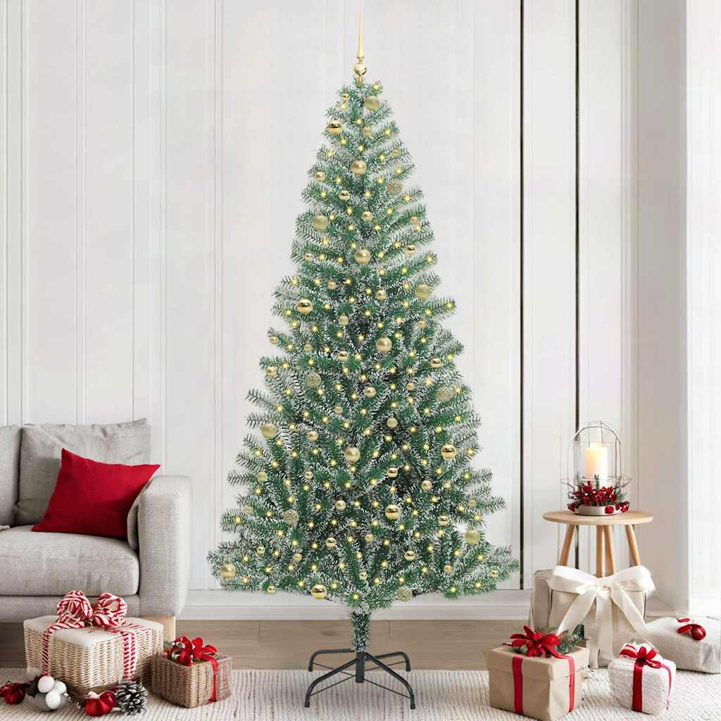 Künstlicher Weihnachtsbaum beschneit mit LED Licht 240 cm