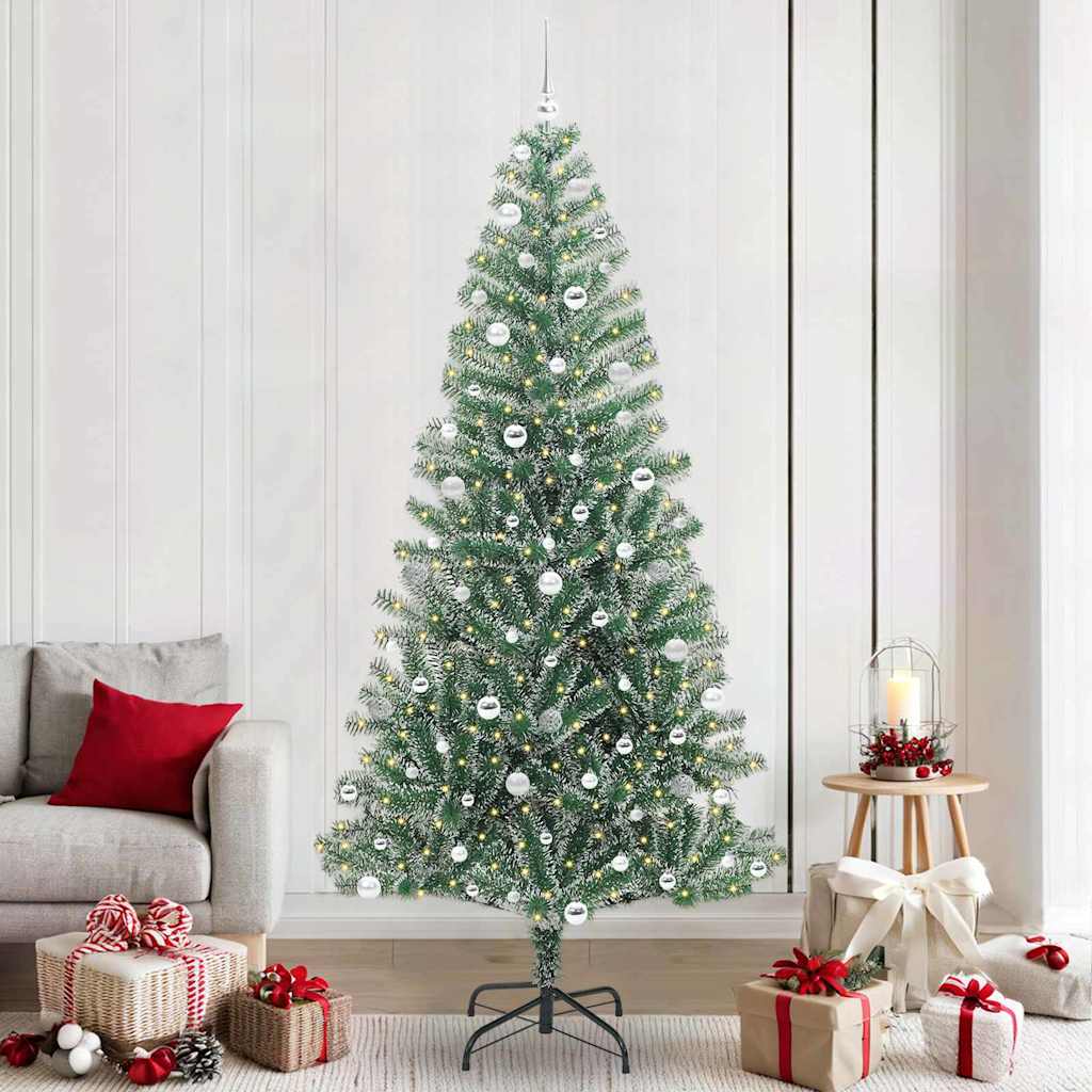 Künstlicher Weihnachtsbaum beschneit mit LED Licht 240 cm