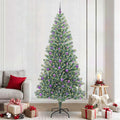 Künstlicher Weihnachtsbaum beschneit mit LED Licht 240 cm
