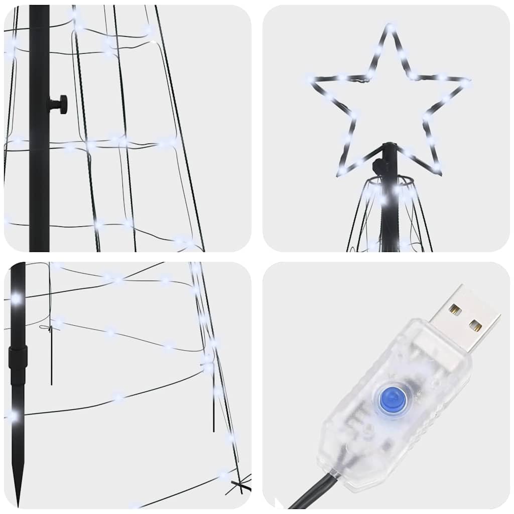 LED Weihnachtsbaum mit Erdspießen Kaltweiß 250 cm Eisen
