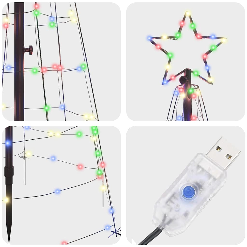 LED Weihnachtsbaum mit Erdspießen Mehrfarbig 250 cm Eisen