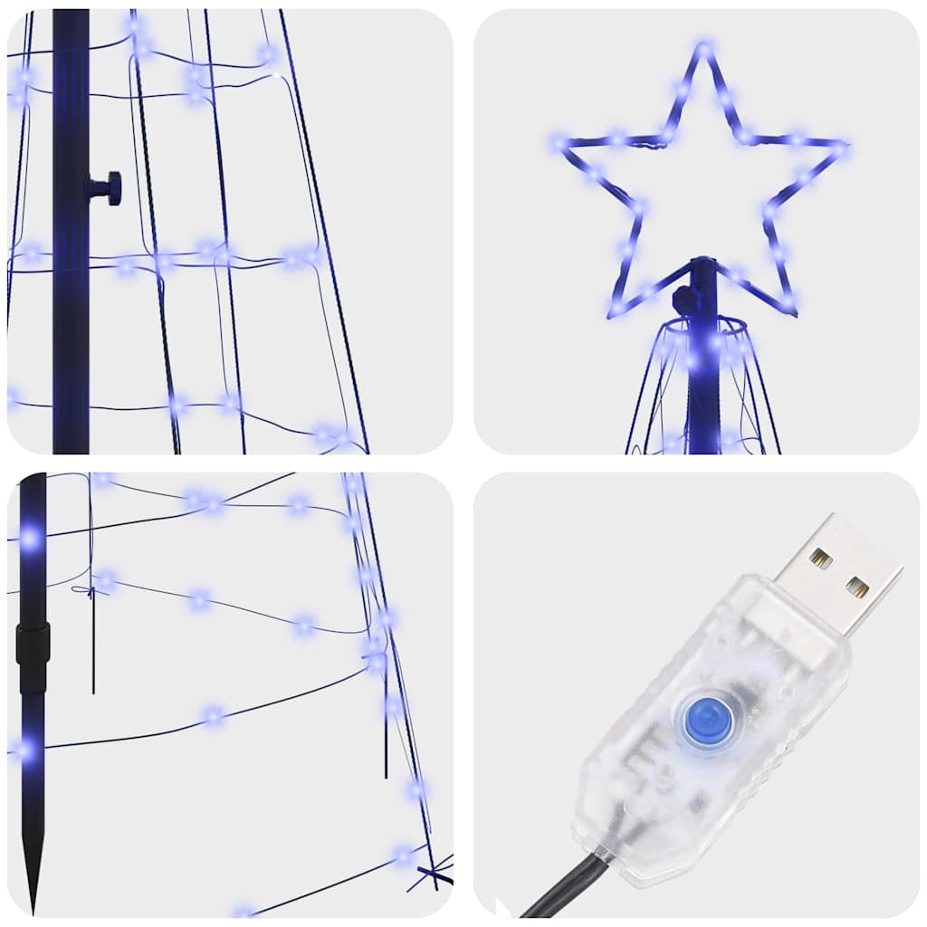 LED Weihnachtsbaum mit Erdspießen Blau 250 cm Eisen