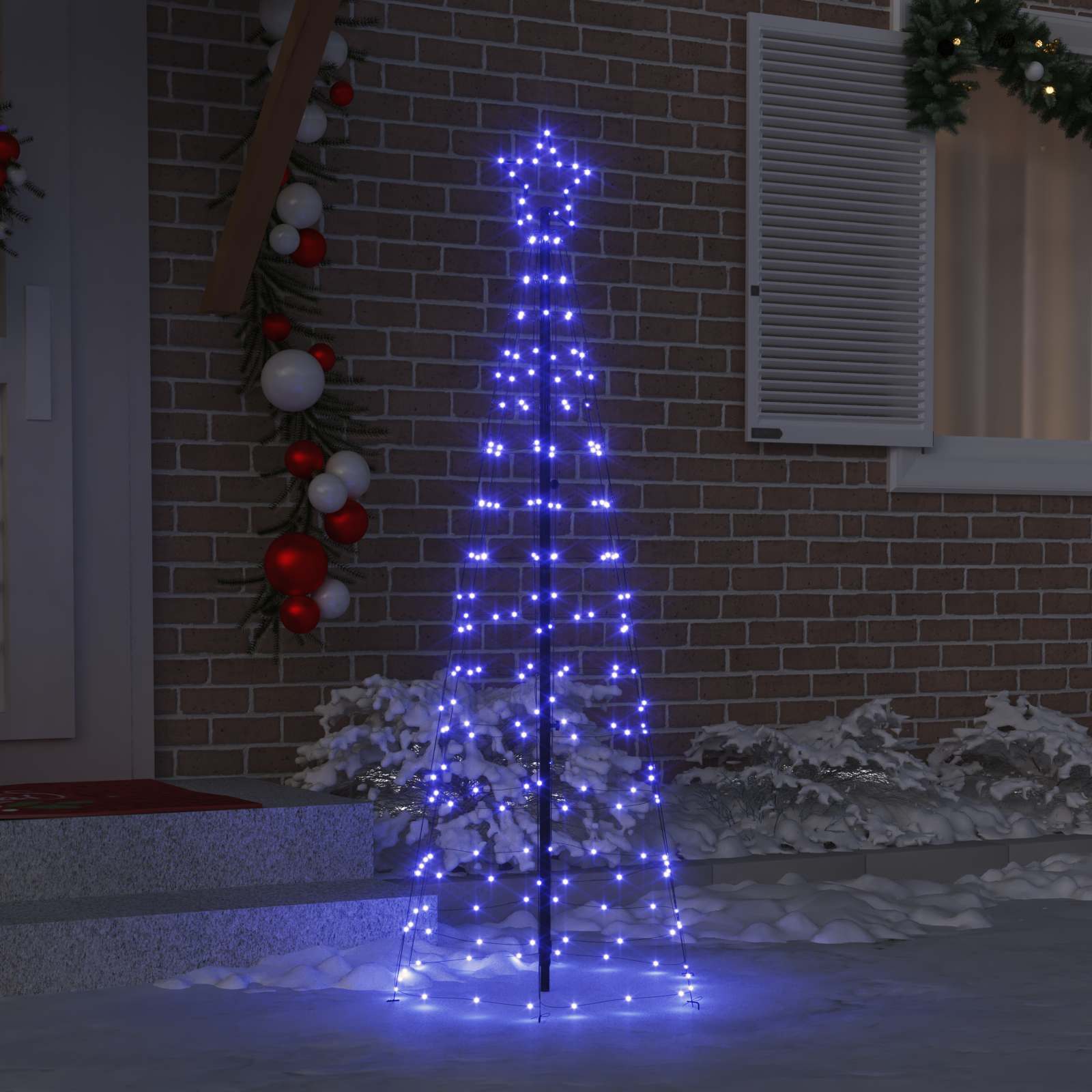 LED Weihnachtsbaum mit Erdspießen Blau 250 cm Eisen