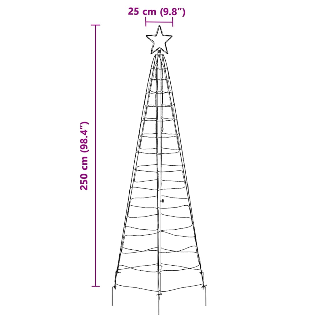 LED Weihnachtsbaum mit Erdspießen Blau 250 cm Eisen
