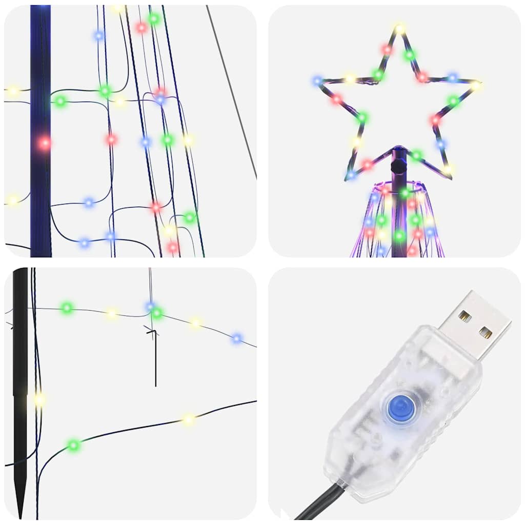 LED Weihnachtsbaum mit Erdspießen Mehrfarbig 400 cm Eisen