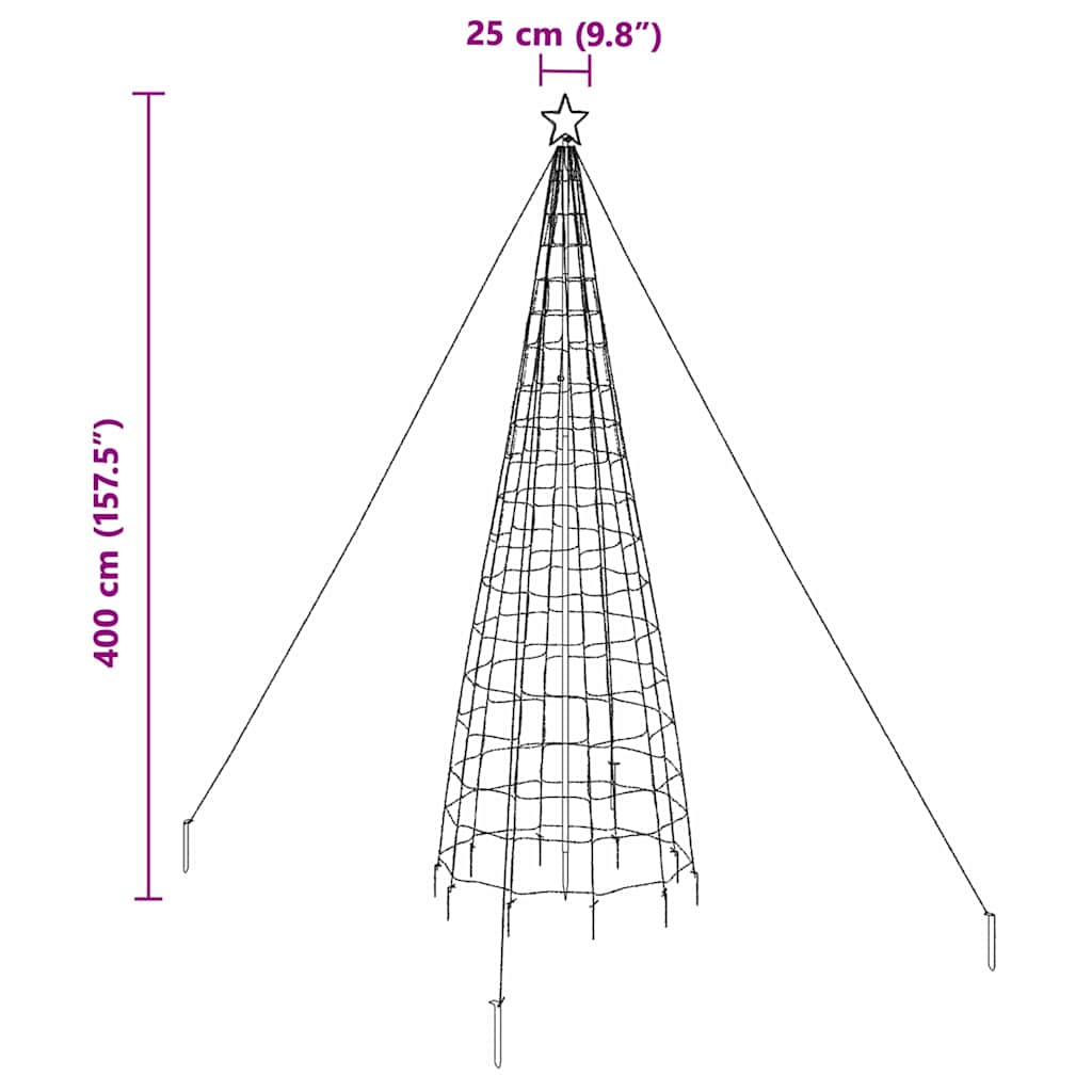 LED Weihnachtsbaum mit Erdspießen Mehrfarbig 400 cm Eisen
