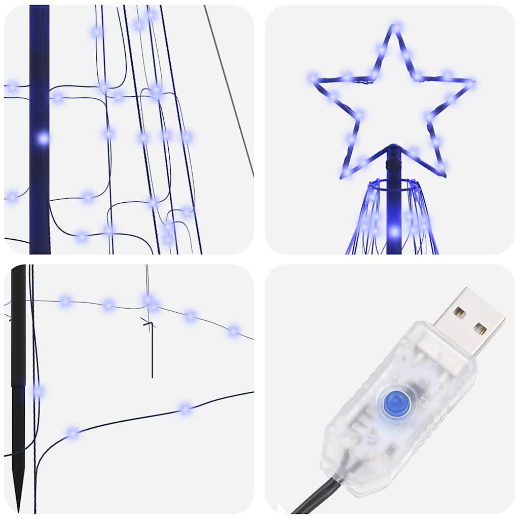 LED Weihnachtsbaum mit Erdspießen Blau 400 cm Eisen