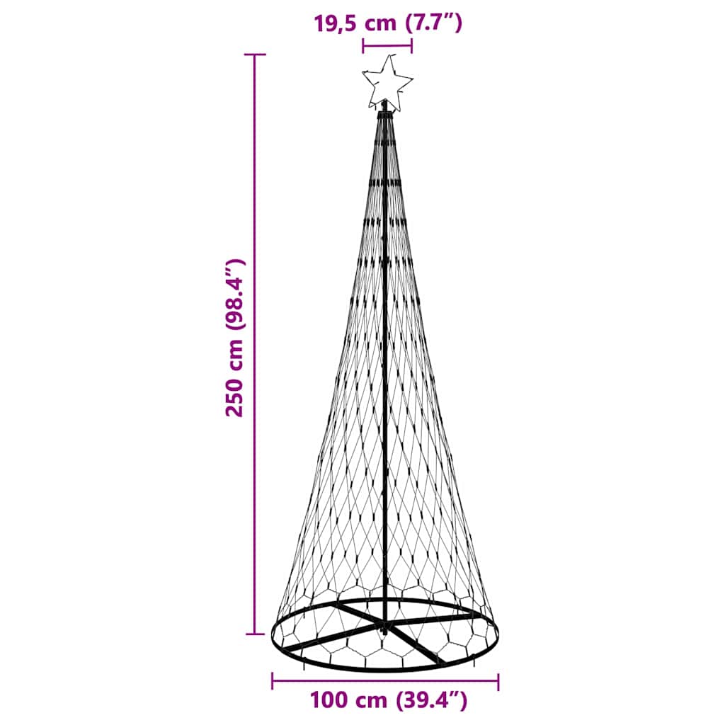 LED-Weihnachtsbaum mit 295 LEDs Warmes Weiß 250 cm Metall