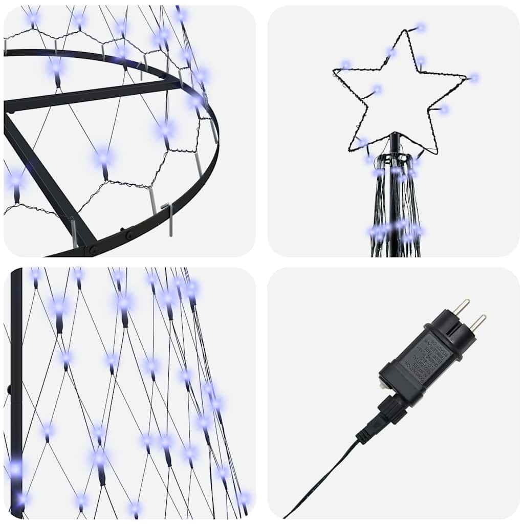 LED-Weihnachtsbaum mit 295 LEDs mit Ständer Blau 250 cm Metall