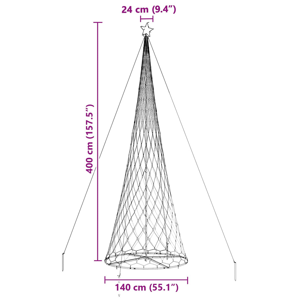LED-Weihnachtsbaum mit 455 LEDs Mehrfarbig 399 cm Metall