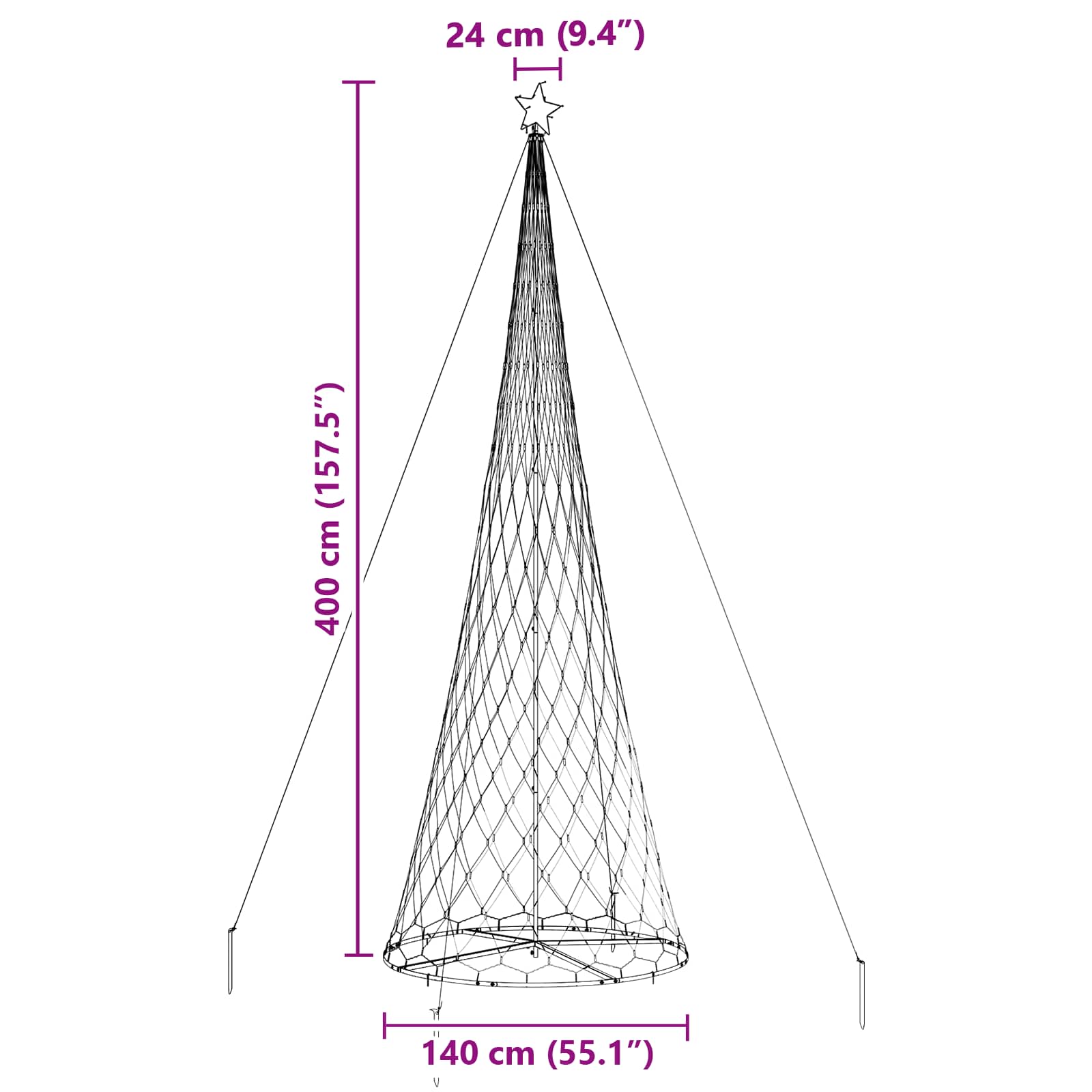 LED-Weihnachtsbaum mit 455 LEDs Mehrfarbig 399 cm Metall