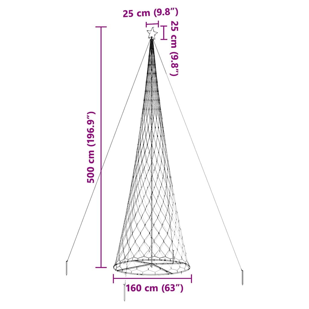 LED-Weihnachtsbaum mit 555 LEDs Warmes Weiß 500 cm Metall