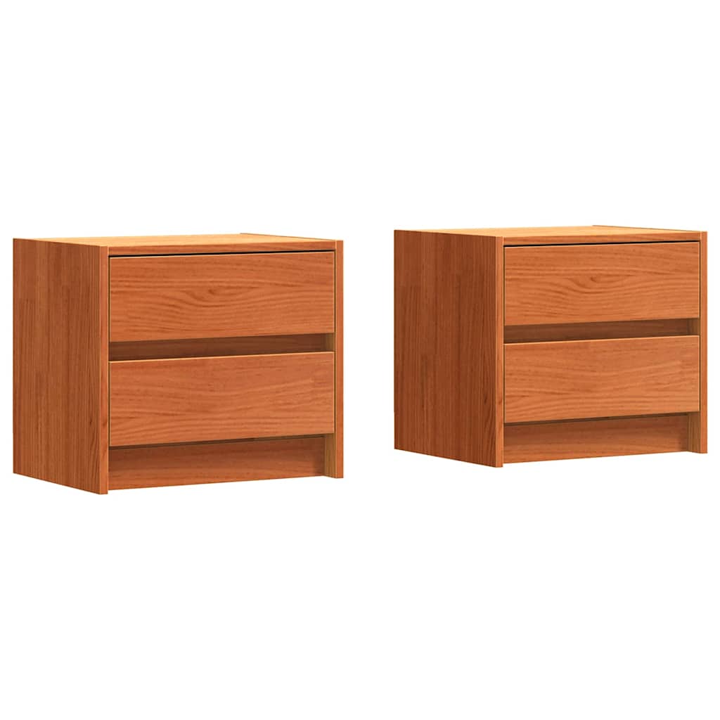 Nachttische 2 pcs Wachsbraun 40 x 30.5 x 35.5 cm Kiefernholz
