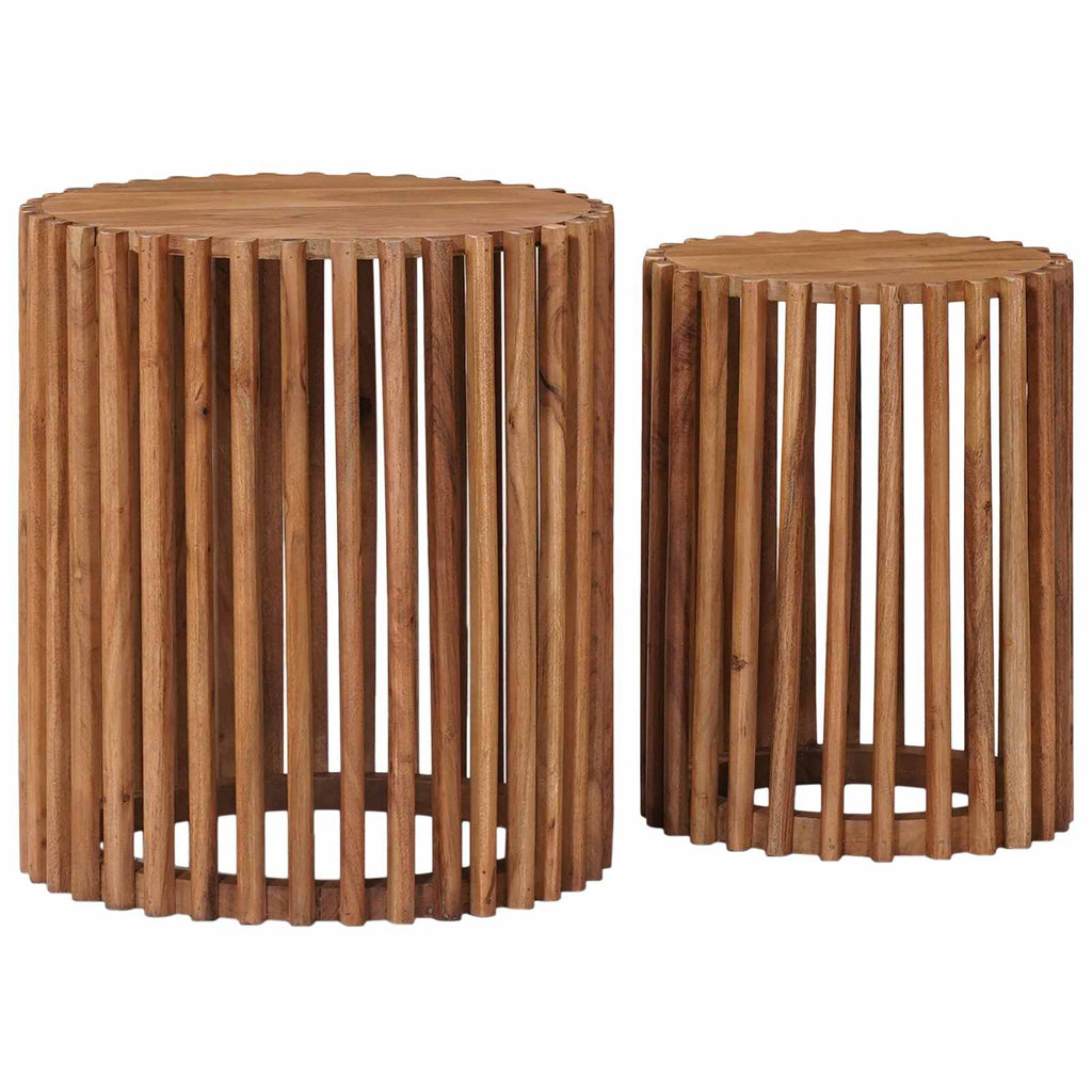 Handgefertigtes Beistelltisch-Set 2 pcs Teakbraun