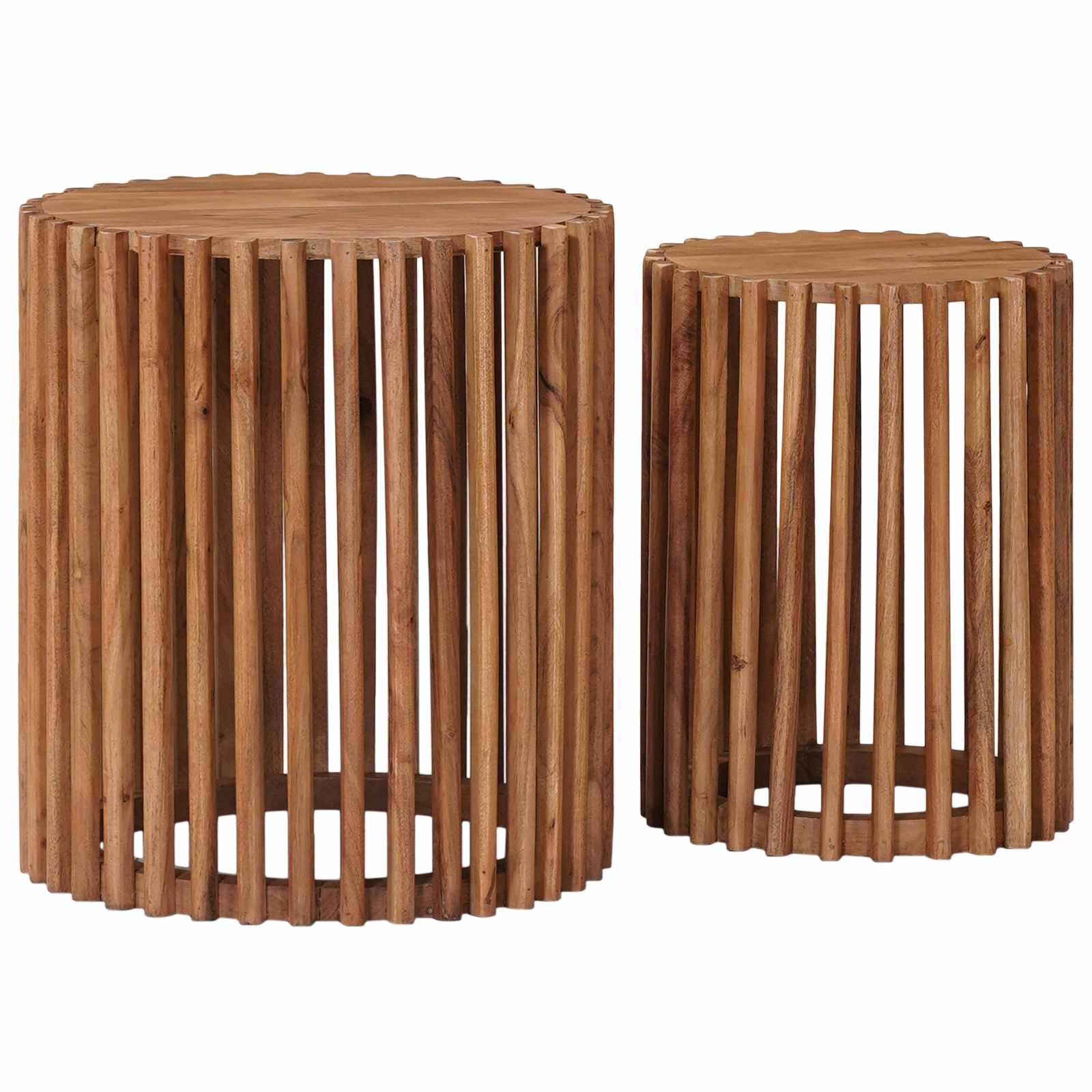 Handgefertigtes Beistelltisch-Set 2 pcs Teakbraun