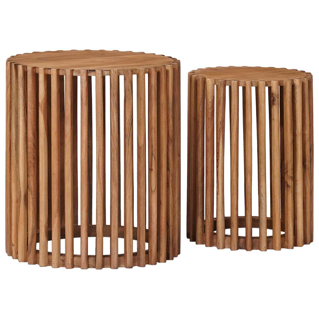 Handgefertigtes Beistelltisch-Set 2 pcs Teakbraun