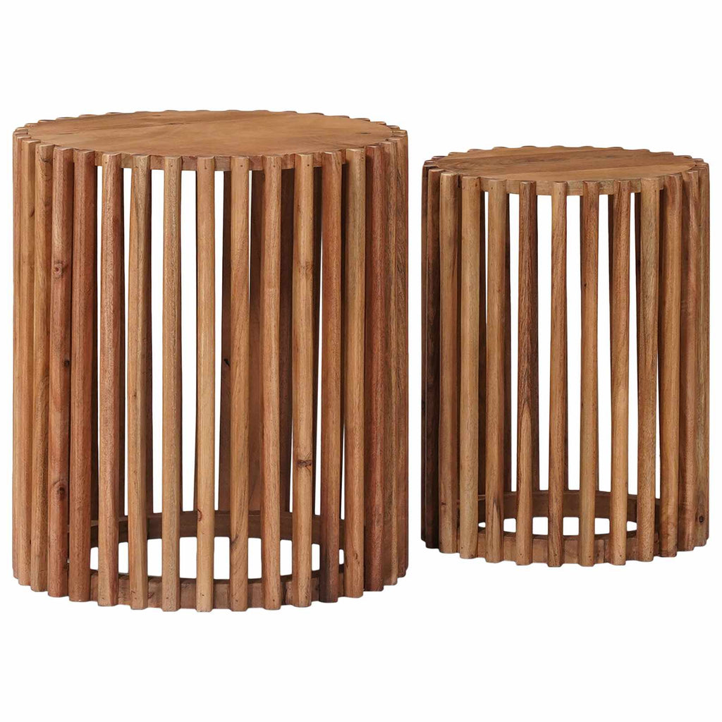 Handgefertigtes Beistelltisch-Set 2 pcs Teakbraun