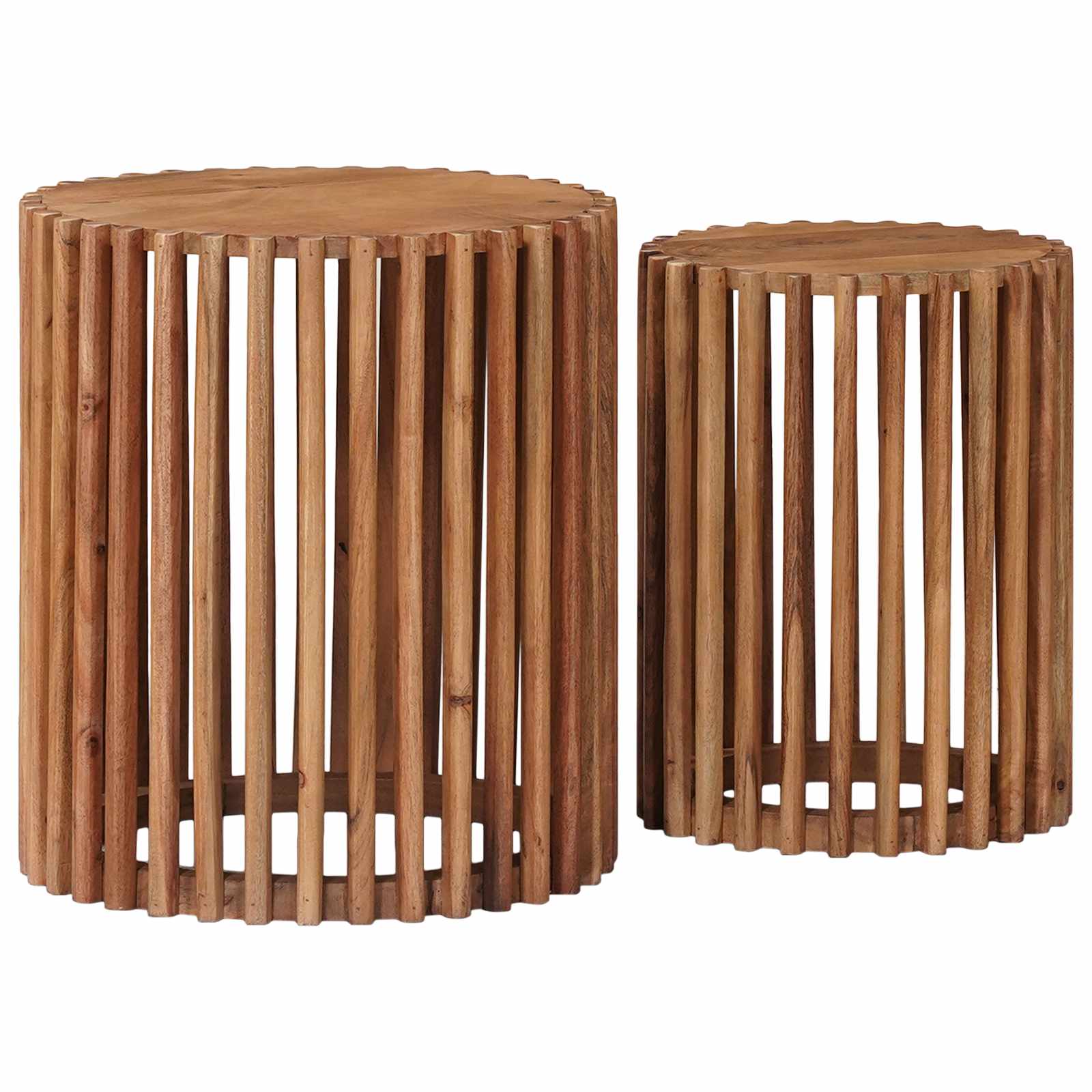 Handgefertigtes Beistelltisch-Set 2 pcs Teakbraun