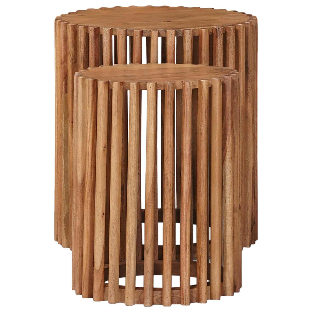 Handgefertigtes Beistelltisch-Set 2 pcs Teakbraun