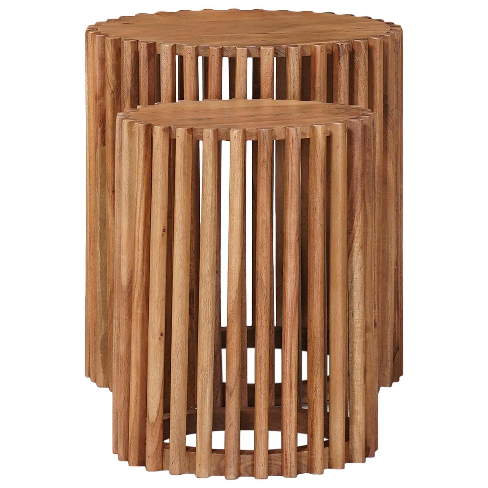 Handgefertigtes Beistelltisch-Set 2 pcs Teakbraun