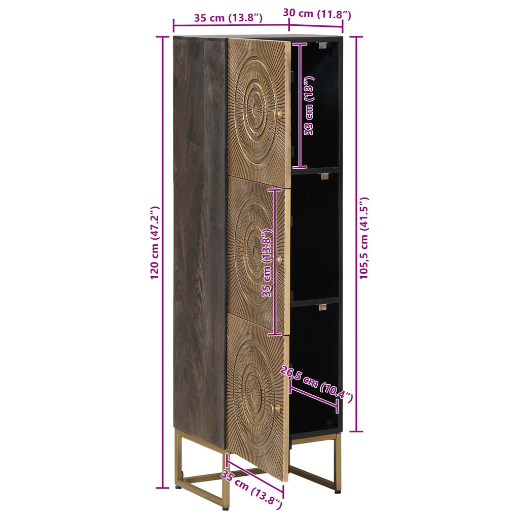 Highboard Messing 35 x 30 x 120 cm