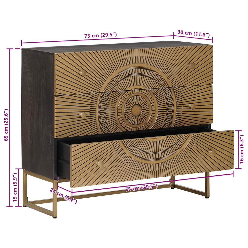 Schubladenschrank mit Schubladen Messing 75 x 30 x 65 cm