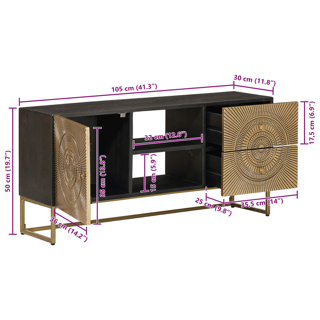 TV-Schränk mit Schubladen mit Regal Messing 105 x 30 x 50 cm