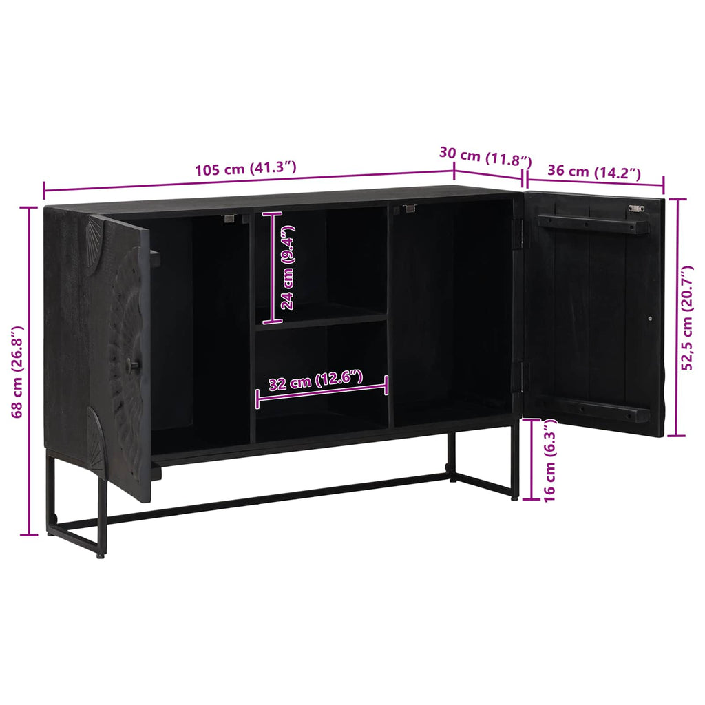 Sideboard Schwarz 105 x 30 x 68 cm