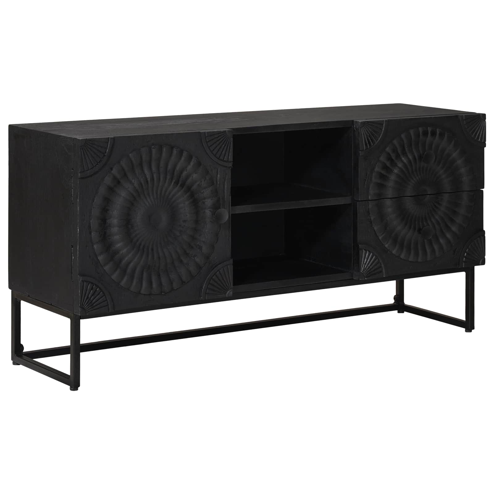 TV-Schränk mit Schubladen mit Regal Schwarz 105 x 30 x 54 cm