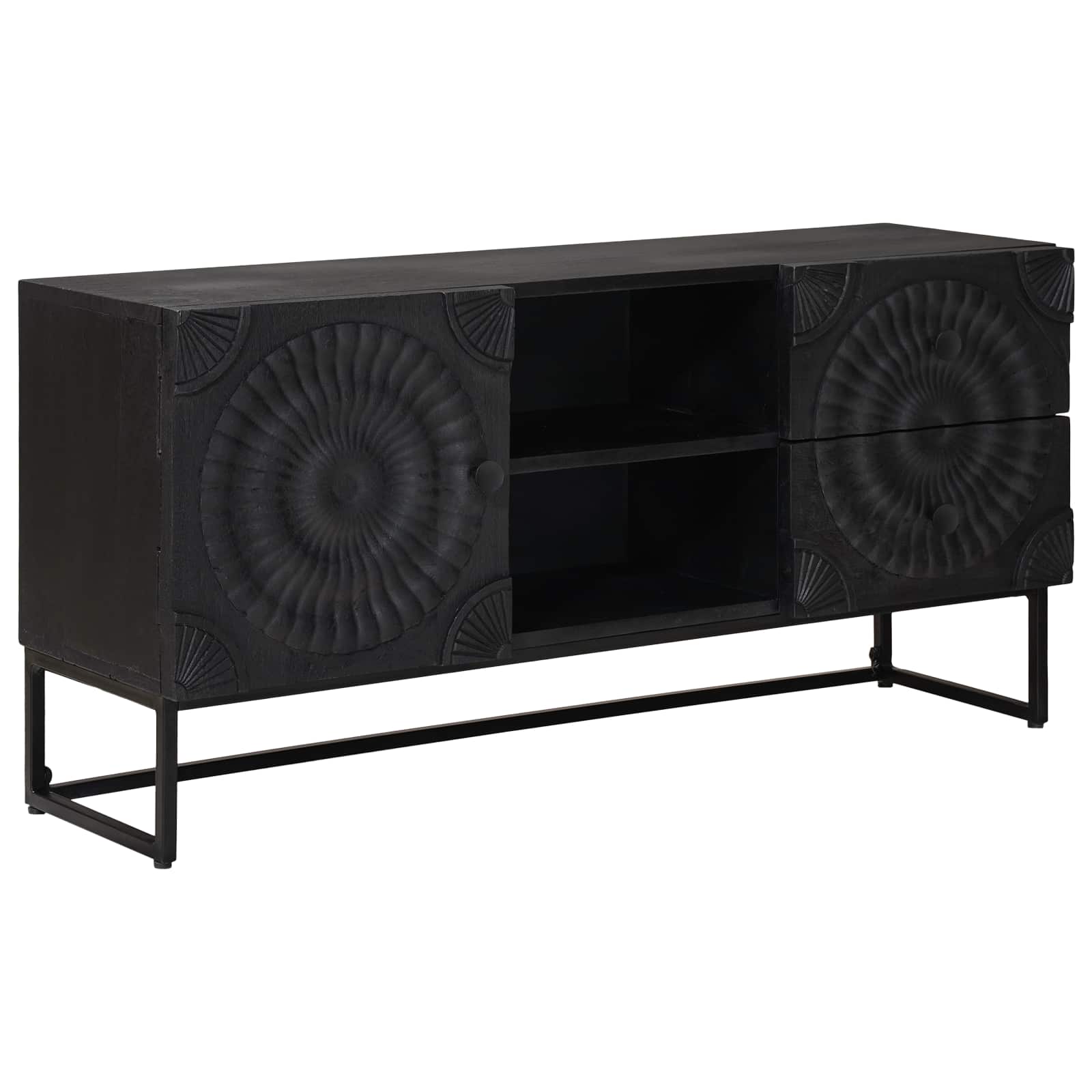 TV-Schränk mit Schubladen mit Regal Schwarz 105 x 30 x 54 cm
