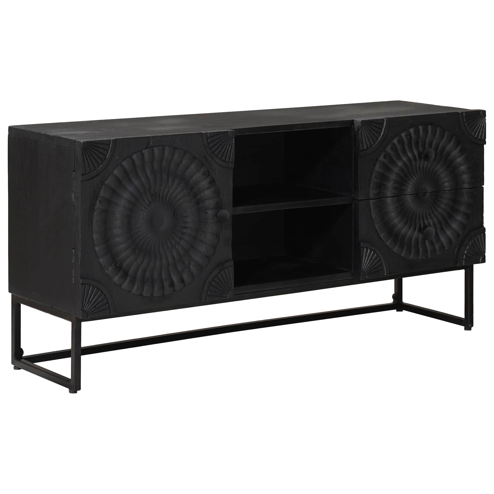 TV-Schränk mit Schubladen mit Regal Schwarz 105 x 30 x 54 cm