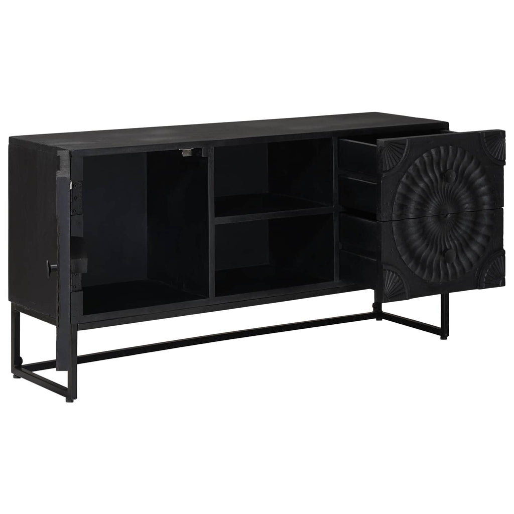 TV-Schränk mit Schubladen mit Regal Schwarz 105 x 30 x 54 cm