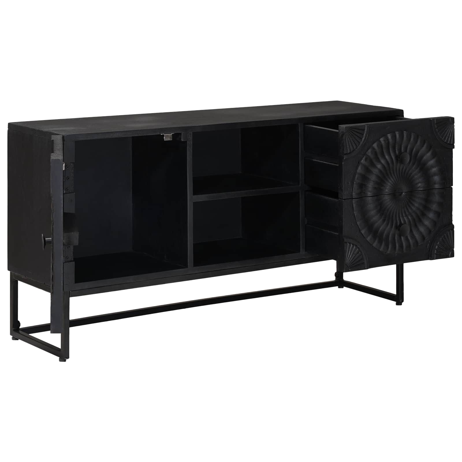 TV-Schränk mit Schubladen mit Regal Schwarz 105 x 30 x 54 cm