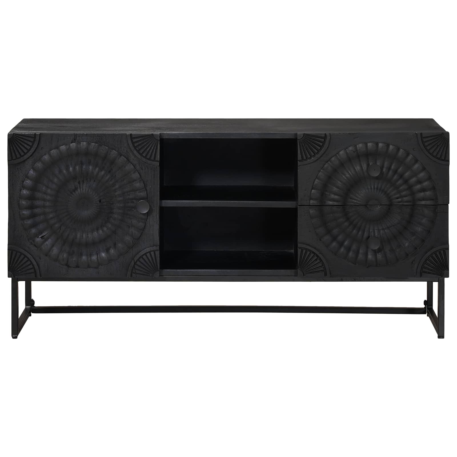 TV-Schränk mit Schubladen mit Regal Schwarz 105 x 30 x 54 cm