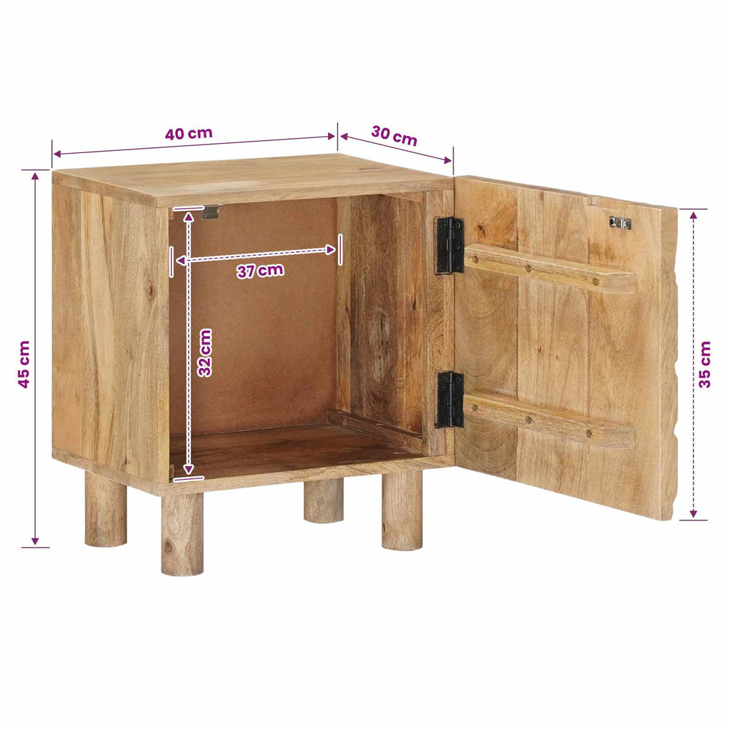 Handgefertigter Nachttisch Teakbraun 40 x 30 x 45 cm