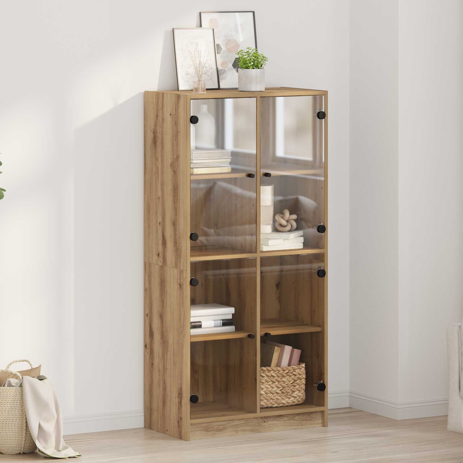 Highboard Artisan-Eiche 68 x 37 x 142 cm Holzwerkstoff