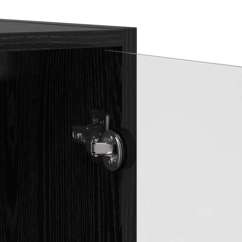 Highboard Schwarz Eichen-Optik 68 x 37 x 142 cm Holzwerkstoff