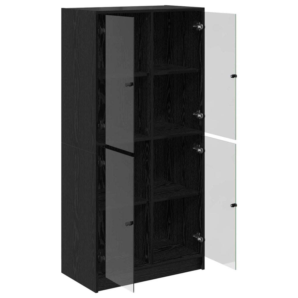 Highboard Schwarz Eichen-Optik 68 x 37 x 142 cm Holzwerkstoff