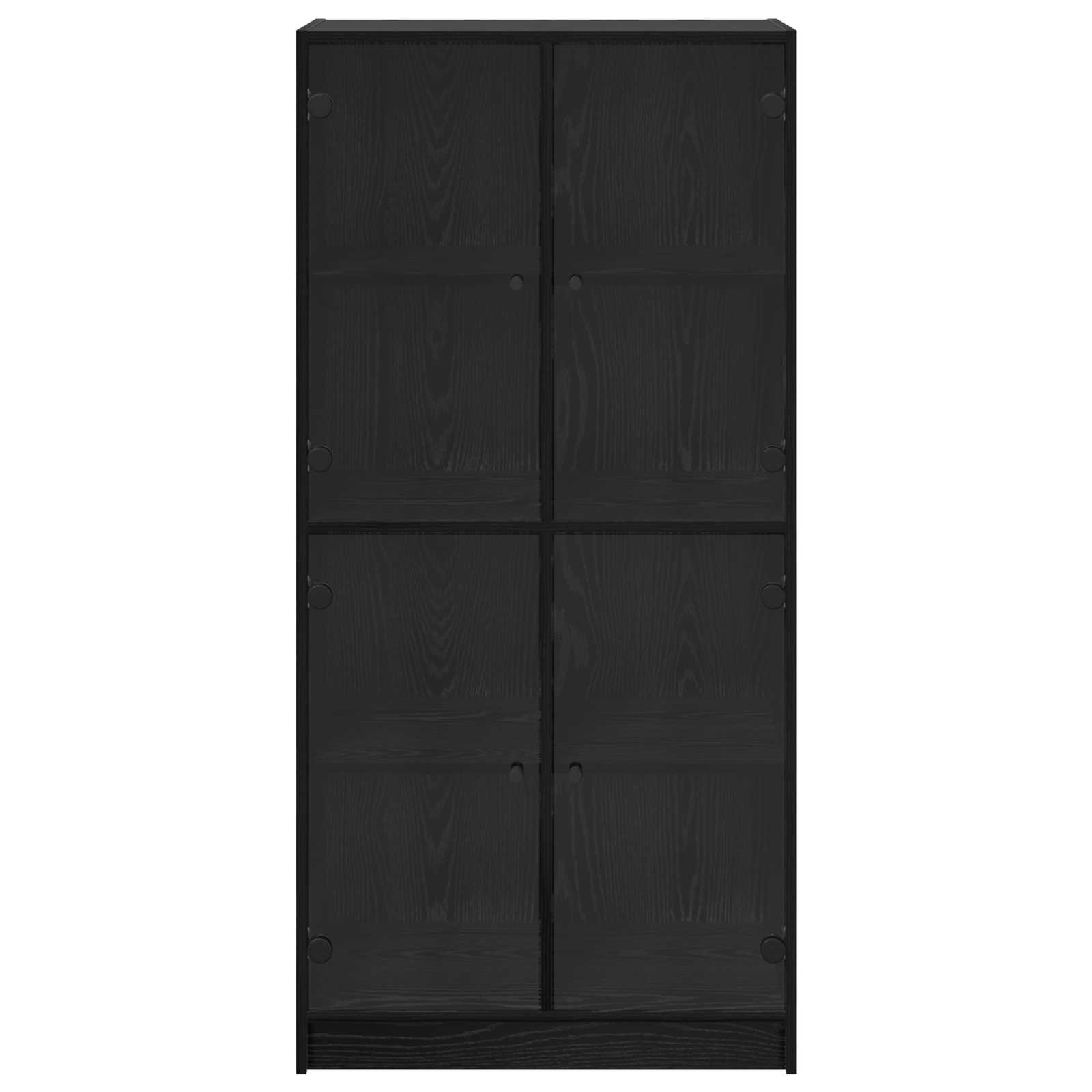 Highboard Schwarz Eichen-Optik 68 x 37 x 142 cm Holzwerkstoff