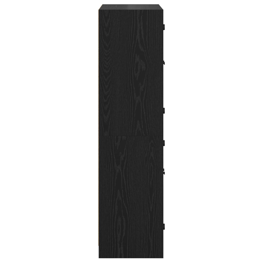 Highboard Schwarz Eichen-Optik 68 x 37 x 142 cm Holzwerkstoff