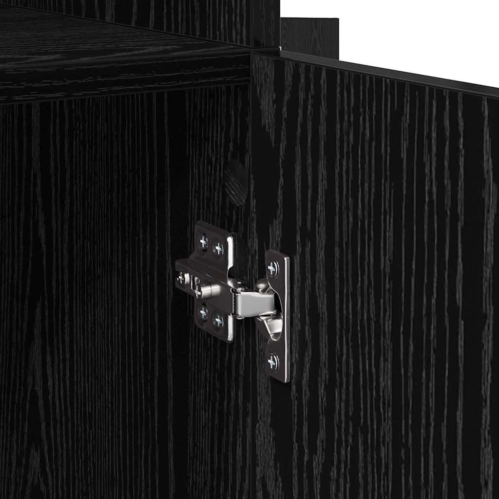 Highboard Schwarz Eichen-Optik 80 x 42,5 x 185 cm Holzwerkstoff