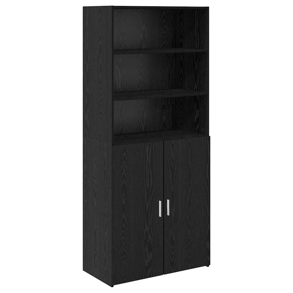 Highboard Schwarz Eichen-Optik 80 x 42,5 x 185 cm Holzwerkstoff
