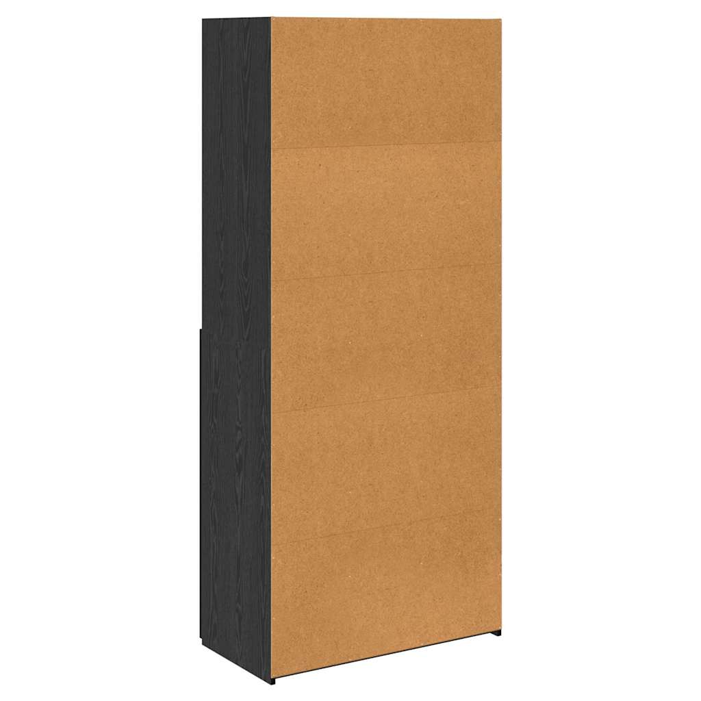 Highboard Schwarz Eichen-Optik 80 x 42,5 x 185 cm Holzwerkstoff