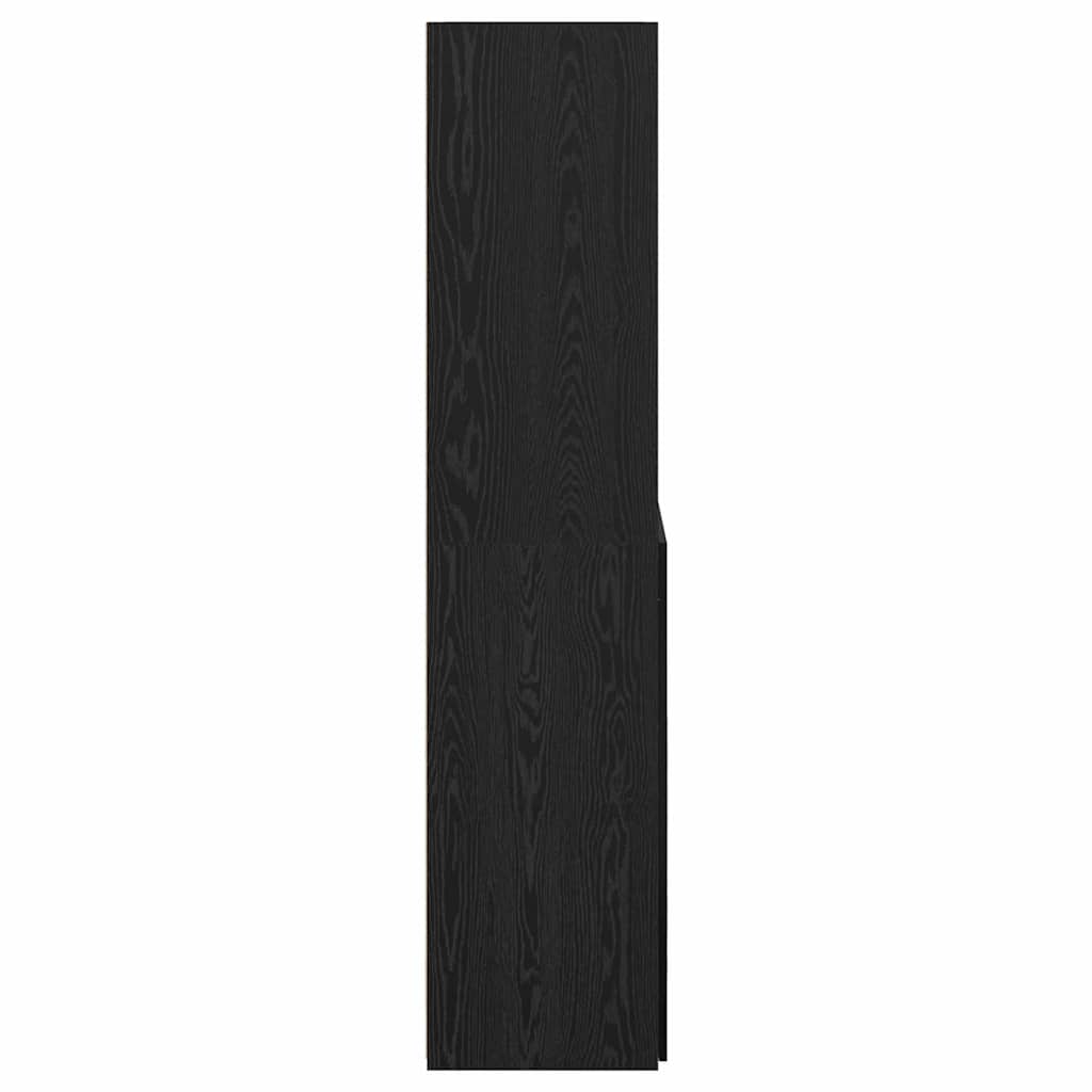 Highboard Schwarz Eichen-Optik 80 x 42,5 x 185 cm Holzwerkstoff
