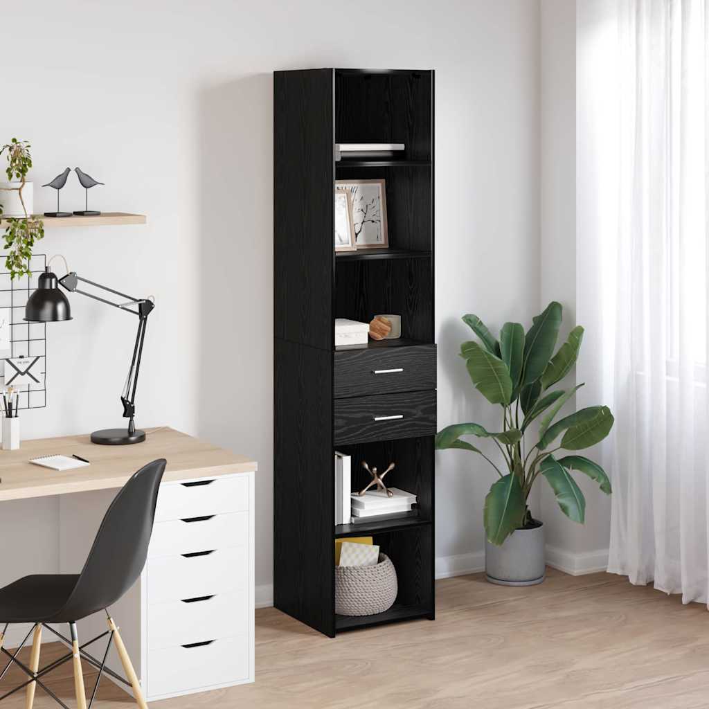 Highboard Schwarz Eichen-Optik 40 x 42,5 x 185 cm Holzwerkstoff