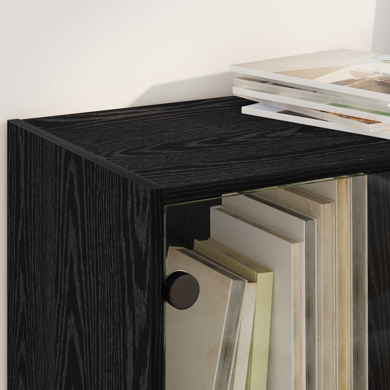 Highboard 2 pcs Schwarz Eichen-Optik 68 x 37 x 142 cm