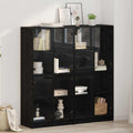 Highboard 2 pcs Schwarz Eichen-Optik 68 x 37 x 142 cm